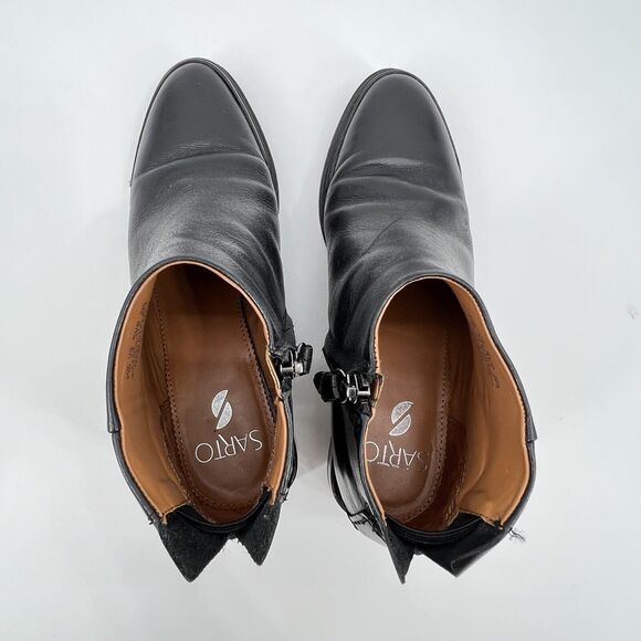 Sarto Franco Sarto A-Nemi Women’s 7.5 Black Ankle Leather Almond Toe Booties - Picture 4 of 12